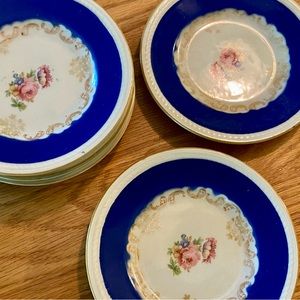 Six Bavarian rose china plates.